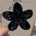 Pinza per capelli a forma di fiore nero lucido con dimensioni di 8cm da donna - Fiore Nero Singolo