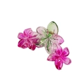 Elegante pinza per capelli con fiori di plumeria sfumati in acrilico rosa e verde moda - Sfumatura Rosa e Verde