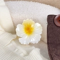 Molla per capelli a forma di plumeria da 8cm con petali sfumati bianchi e gialli - Giallo Uovo