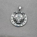 Chinese Zodiac Ox round pendant necklace in silver stainless steel vintage ethnic style - Ox (Pendant Only (Without Chain))