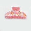 Elegante pinza per capelli in marmo rosa con motivi a stella e luna d'oro e strass - PT990 / Rosa