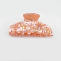 Pinza per capelli in acrilico rosa marmorizzato con stelle e lune dorate - PT990 / Arancione
