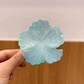 Pearlescent blue flower hair claw clip with colorful gradient for casual styling - Blue
