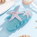 Pinza para el pelo de estrella de mar azul claro brillante con diamantes de imitación - Azul