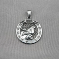 Silver zodiac pendant necklace featuring dog engraving and Chinese characters on gray fabric - Rabbit (Pendant Only (Without Chain))