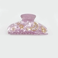 Molla per capelli in acrilico marmorizzato viola con strass a stella e luna oro - PT990 / Viola