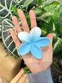 Pinza per capelli opaca con sfumatura blu e bianca a forma di plumeria per l'estate - Sfumatura Blu Bianco