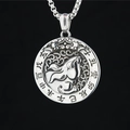Vintage zodiac horse pendant necklace in retro stainless steel with square chain - Rabbit (Pendant With Chain)