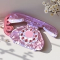 Retro pink telephone hair claw clip with marble texture and numbered dial design - Pink