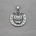 Retro titanium steel necklace with a round silver-tone pendant featuring an embossed dragon - Dragon (Pendant Only (Without Chain))