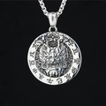 Retro stainless steel necklace with silver dragon zodiac pendant and engraved calendar - Dragon (Pendant With Chain)
