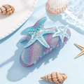 Pince à cheveux dégradée violette et bleue avec étoiles de mer et strass - Bleu et Violet
