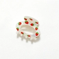 Translucent cream hair claw clip with red strawberry pattern, 4cm small size shark clip - Strawberry