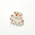 Creamy white 4cm hair claw clip with sweet red cherry and green leaf floral prints - Cherry