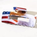 Haarklammer zum Unabhängigkeitstag mit US-Flaggen-Sternen und Adler-Muster Design - Weißkopfseeadler Rechteck-Stil (10.5cm-1)