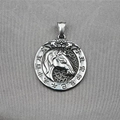 Vintage silver steel Chinese zodiac horse relief pendant with circle engravings - Horse (Pendant Only (Without Chain))