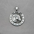 Retro stainless steel round zodiac necklace featuring a sheep head and Chinese script - Goat (Pendant Only (Without Chain))