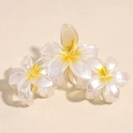 Lot de trois barrettes frangipanier avec dégradé blanc et jaune et fini perlé - Jaune