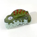 Creative green chameleon claw clip with red stripes made of high-quality acetate fiber - Chameleon Style 1 (Green With Red Stripes)