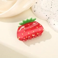 Pinza per capelli a forma di fragola rossa con foglie verdi e motivi a semi gialli - Fragola Piccola