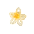 Hollow plumeria hair claw clip in gradient cream yellow and orange floral design - White-8cm