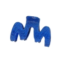 Deep blue M-shaped hair claw clip with faux denim texture in bohemian style - Dark Blue Denim Texture (D)