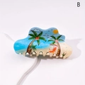 Island beach style hair claw clip featuring tropical palm tree print and blue sea motif - Tropical Beach (Style B)