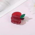 Molla per capelli a mela rossa glitterata con foglia verde e finitura traslucida - Mela Piccola