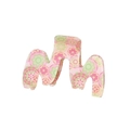 Pink floral M-shaped hair claw clip with colorful tie-dye pattern and wavy edges - Pink Vintage Floral (B)