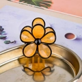 Pinza para el pelo con diseño de flor naranja y negro para peinados con estilo - Naranja