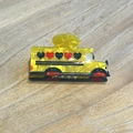 Cartoon yellow school bus hair claw clip with red hearts and apple patterns - School Bus 2