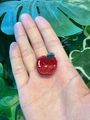 Mini red apple hair claw clip with sparkly glitter filling and green leaf detail - Glitter Red Apple Style