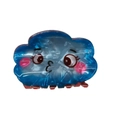 Schattige blauw-witte wolk haarklem met cartoon glimlach en decoratieve sterdetails - Blauwe Wolk Expressie