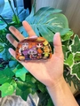 Orange half-round Halloween hair claw clip with cute witch and pumpkin illustrations - Orange Witch Pumpkin Style