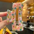 Rosa quadratische Haarklammer mit Ananas-Muster und sommerlichem Obst-Design für Frauen - Ananas-Stil
