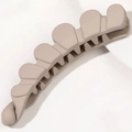 Elegant beige matte banana hair clip with wavy tooth comb design for women hairstyles - Khaki