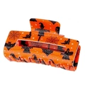 Pinza per capelli arancione per Halloween con stampe di zucca e pipistrello glitterate - Stile Pipistrello Spaventapasseri Arancione