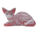Pince à cheveux mignonne en forme de chat rose et blanc en acétate brillant marbré - Rose