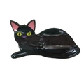 Pince à cheveux chat noir mignonne avec finition brillante et yeux jaunes pour femme - Noir 1