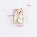 Pince à cheveux chat en acétate blanc crème avec motif ludique et dimensions - Chat de la Fortune Beige