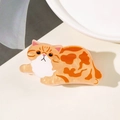 Pince à cheveux mignonne motif chat orange et blanc pour femme en matériau acétate - Orange