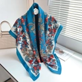 Ethno-Paisley-Schal aus seidenähnlichem Stoff in Dunkelblau mit elegantem Blumendruck - Blaugrün