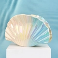 Pinza para el pelo con forma de concha irisada y acabado degradado nacarado en soporte - Concha-5 (Degradado Azul Blanco Irisado)