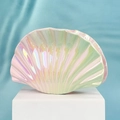 Pinza para el cabello en forma de concha con acabado degradado iridiscente - Concha-2 (Arcoíris Irisado Rosa Verde)