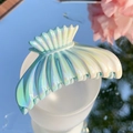 Iridescent pearl white shell hair claw clip with gradient blue and green shimmer finish - Fishtail-3 (Iridescent Blue Green Cream Gradient)