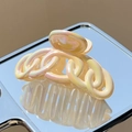 Iridescent cream yellow chain link hair claw clip with pearlescent gradient finish - Twist-2 (Iridescent Chain Cream Yellow)