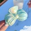 Iridescent mint green butterfly hair claw clip with pearlescent finish for women - Bow-4 (Iridescent Mint Green)