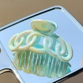 Iridescent light blue hair claw clip with chain texture and gradient floral finish - Twist-4 (Iridescent Light Blue Chain)