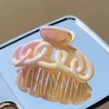 Iridescent pink gradient chain hair claw clip with pearl finish for elegant hairstyles - Twist-3 (Iridescent Pink Yellow Gradient Chain)
