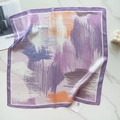Close-up of artistic silk-like square scarf with purple abstract stripes on marble - Light Purple Abstract Graffiti (58FJ89-4)